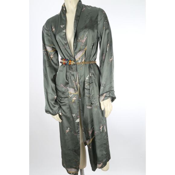 Aritzia Wilfred Pilier Jacket Robe Fish Japan Asia Style Baie Print Green Size S - Picture 1 of 15